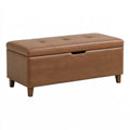 Aufbewahrungsbank 120 x 45 x 48 cm Braun Kunstleder mit gepolsterter Sitzfläche