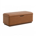 Sitzbank mit Stauraum 120 x 45 x 48 cm Kunstleder Cognac gerippte Polsterung