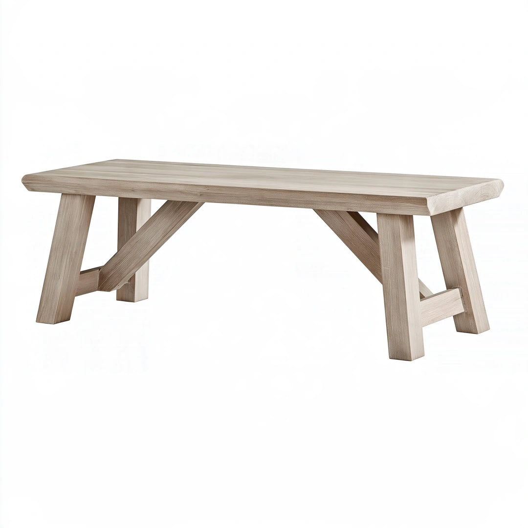 Sitzbank 180 x 40 x 45 cm aus Holz in Natur Eiche mit Gestell im Landhausstil