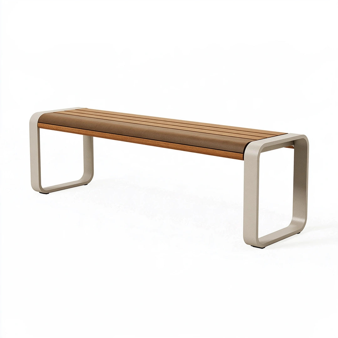 Sitzbank 120 x 40 x 45 cm Holz und Metall Braun Beige - Moderne Flurbank