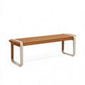 Sitzbank 120 cm Holz Metall Braun Beige mit Lamellenfläche