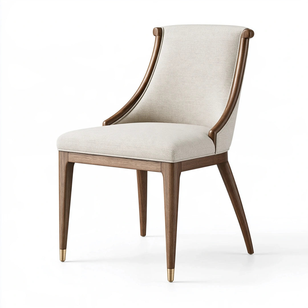 Esszimmerstuhl 58 x 64 x 104 cm Stoffbezug Beige Holzgestell mit Armlehnen